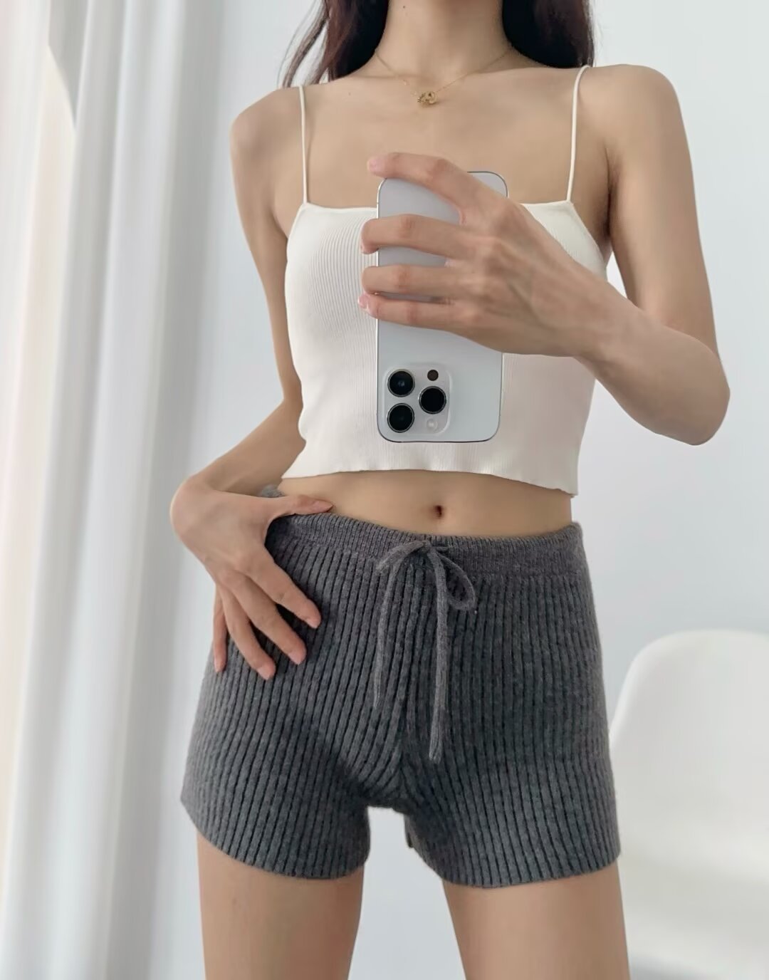 Elastic Elastic Hip Knitted Shorts Women's Knitted Shorts