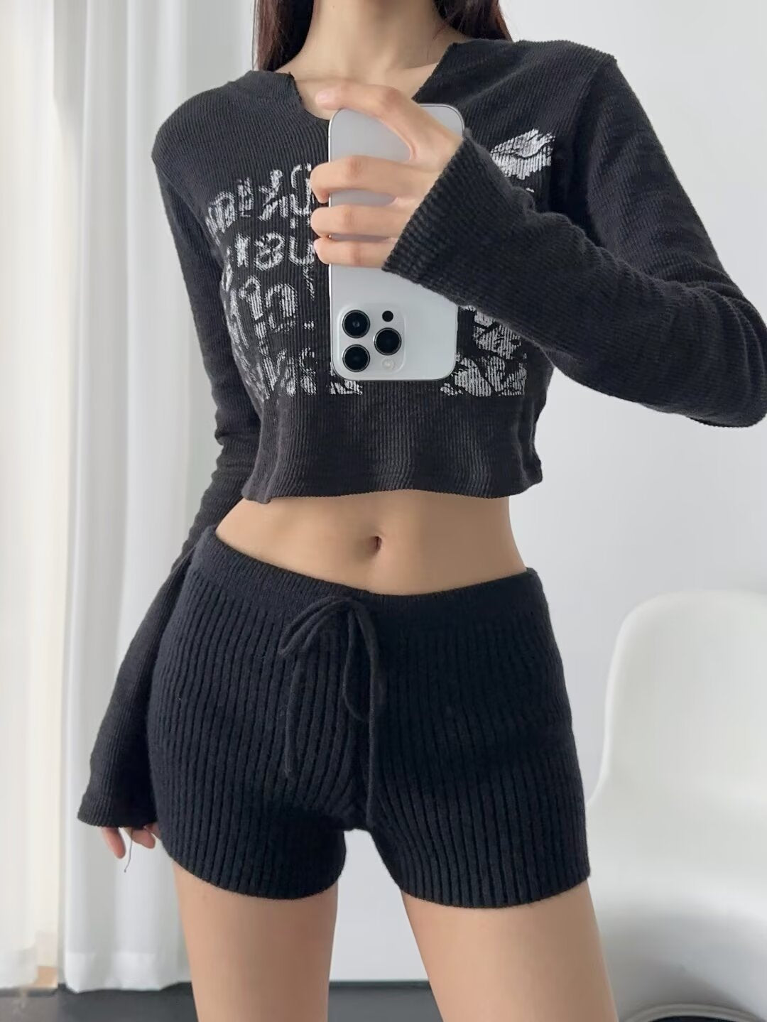 Elastic Elastic Hip Knitted Shorts Women's Knitted Shorts